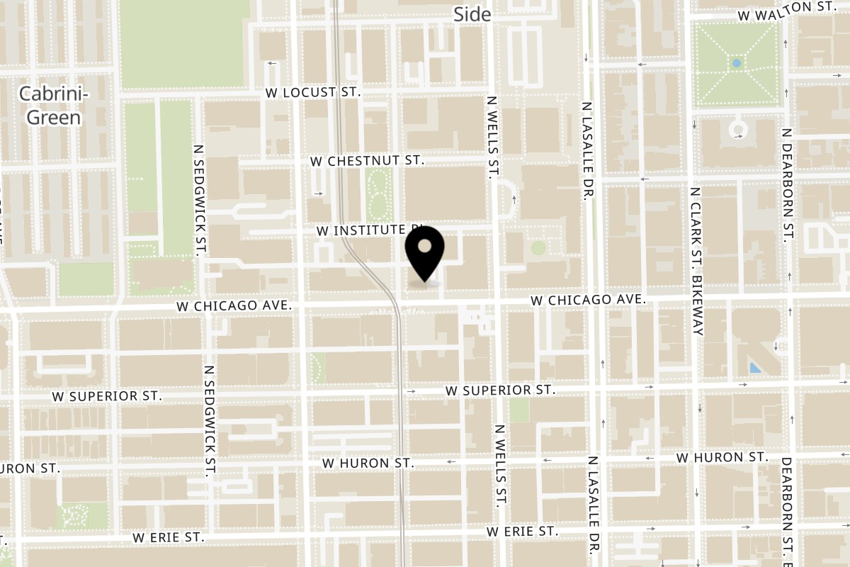 Map showing the location of Can't believe it's not meat W Chicage Ave on 226 W Chicago Ave in Chicago